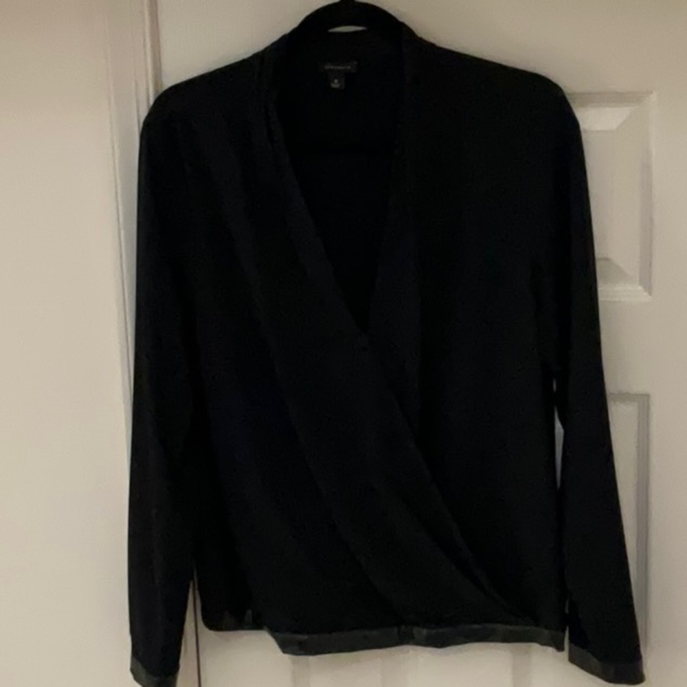 Ann Taylor Black Wrap Blouse
